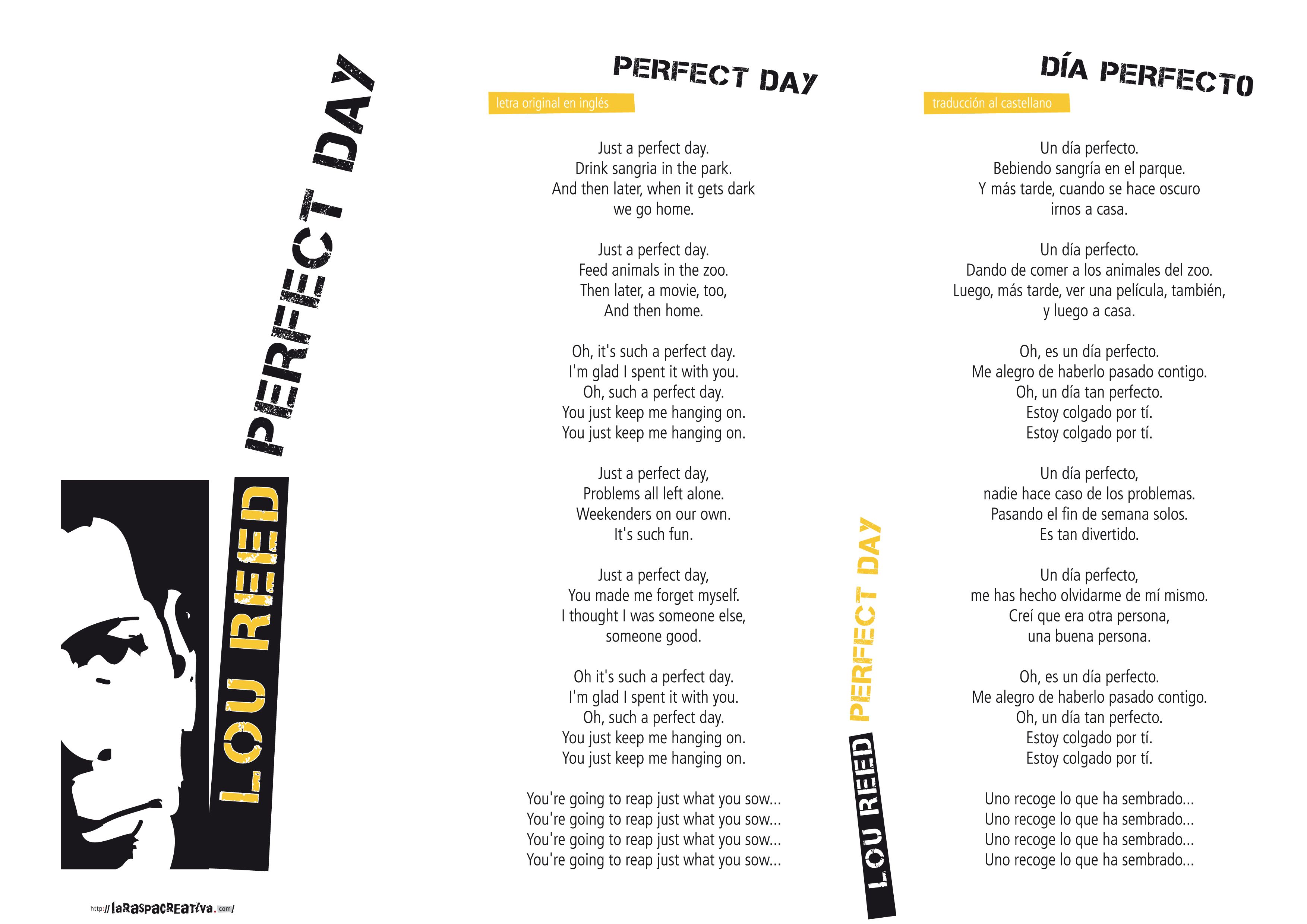 Letra traducida al español de la canción "Perfect Day" de Lou Reed