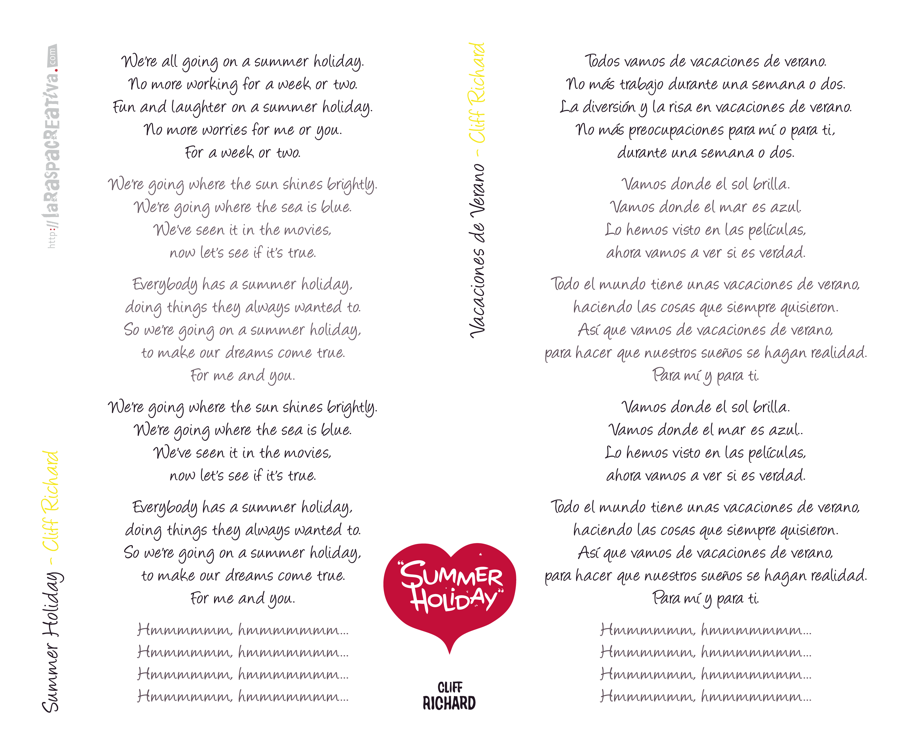 Letra traducida al español de la canción "Summer Holiday" de Cliff Richard.