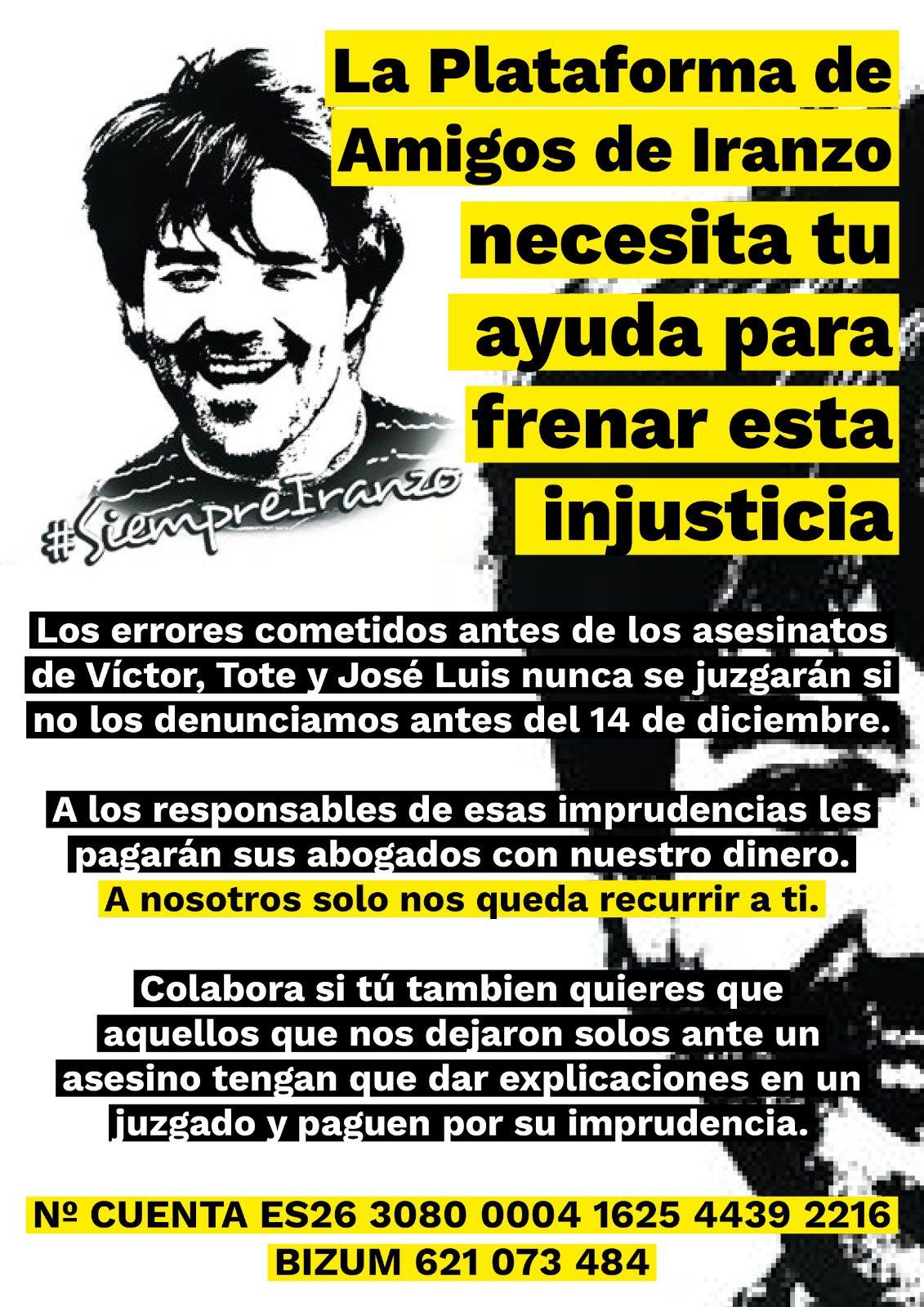 Colabora con #SiempreIranzo para denunciar a los responsables por las imprudencias cometidas los 9 días previos a los asesinatos #Justicia